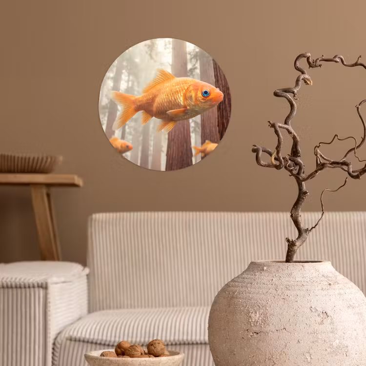 Wallpaper Circle - Fish - Forest - Fantasy - Vis - Bos - Fantasie Wandcirkel behangsticker klein
