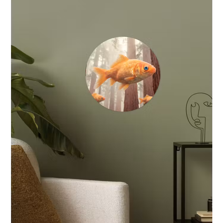 Wallpaper Circle - Fish - Forest - Fantasy - Vis - Bos - Fantasie Wandcirkel behangsticker klein