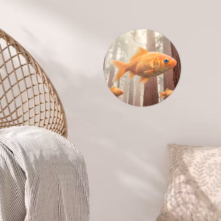 Wallpaper Circle - Fish - Forest - Fantasy - Vis - Bos - Fantasie Wandcirkel behangsticker klein