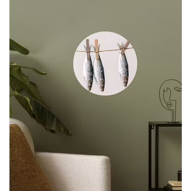 Wallpaper Circle - Fish - Hanging - Food - Vis - Hangend - Eten Wandcirkel behangsticker klein