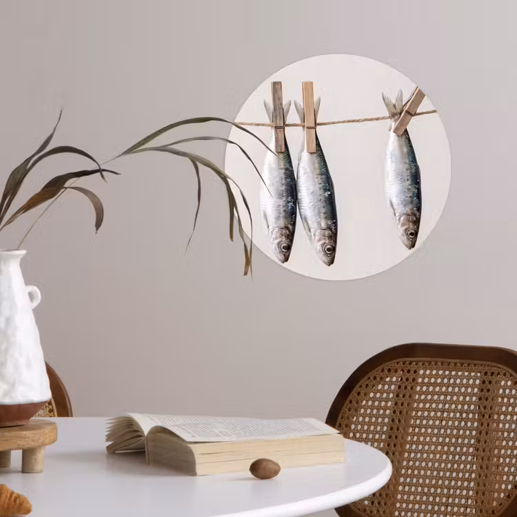 Wallpaper Circle - Fish - Hanging - Food - Vis - Hangend - Eten Wandcirkel behangsticker klein