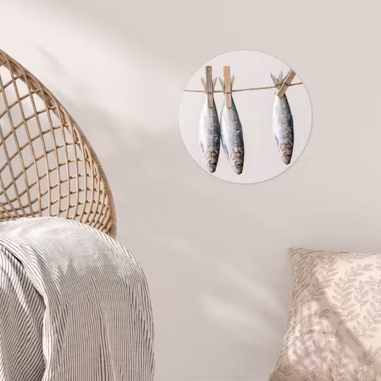 Wallpaper Circle - Fish - Hanging - Food - Vis - Hangend - Eten Wandcirkel behangsticker klein