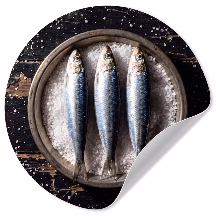 Wallpaper Circle - Fish - Salt - Food - Vis - Zout - Eten Wandcirkel behangsticker klein