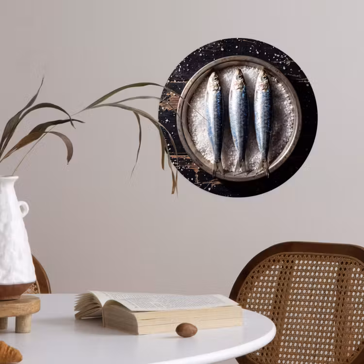 Wallpaper Circle - Fish - Salt - Food - Vis - Zout - Eten Wandcirkel behangsticker klein
