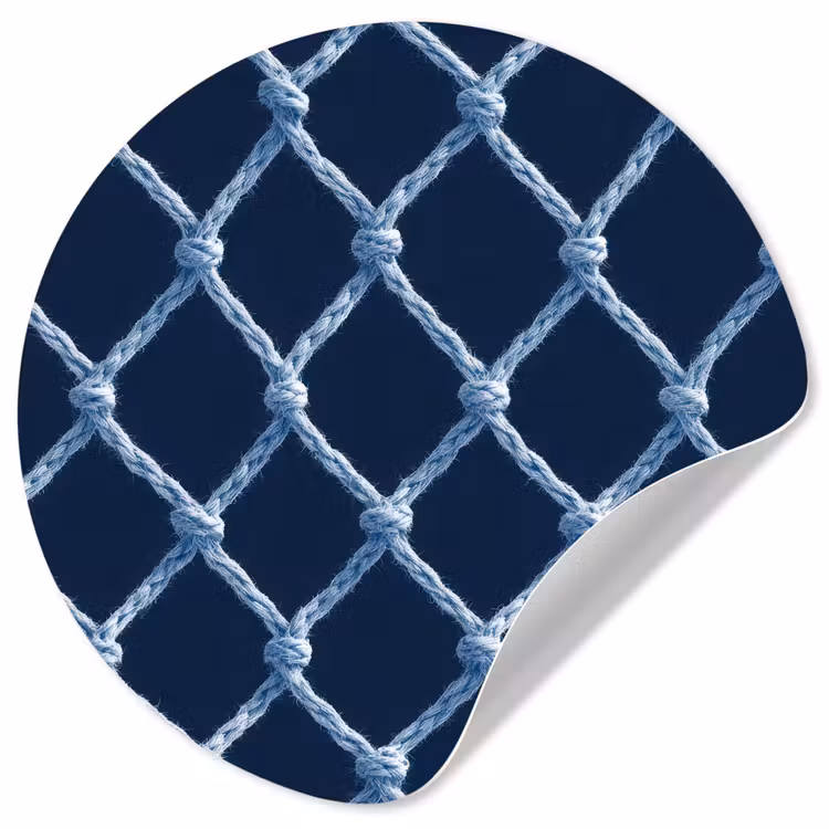 Visnet - Touw - Patroon - Marineblauw Wandcirkel behangsticker klein 186 -3d