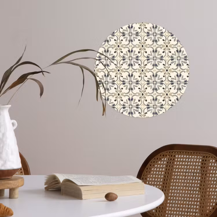 Floraal - Patroon - Kleurrijk Wandcirkel behangsticker klein 186 -sfeer3