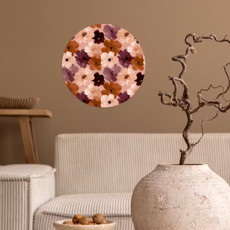Bloemen - Abstract - Aardetinten Wandcirkel behangsticker klein 186 -sfeer1