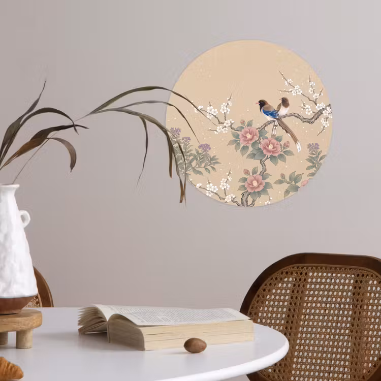 Bloemen - Vogels - Bloemen Wandcirkel behangsticker klein -sfeer3