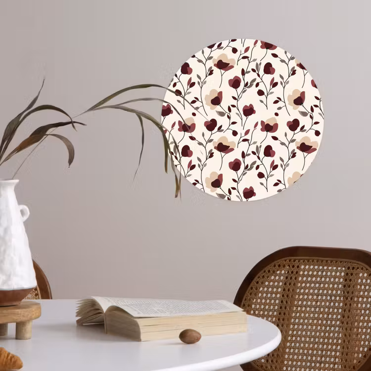 Bloemen - Botanisch - Bordeaux Wandcirkel behangsticker klein 186 -sfeer3