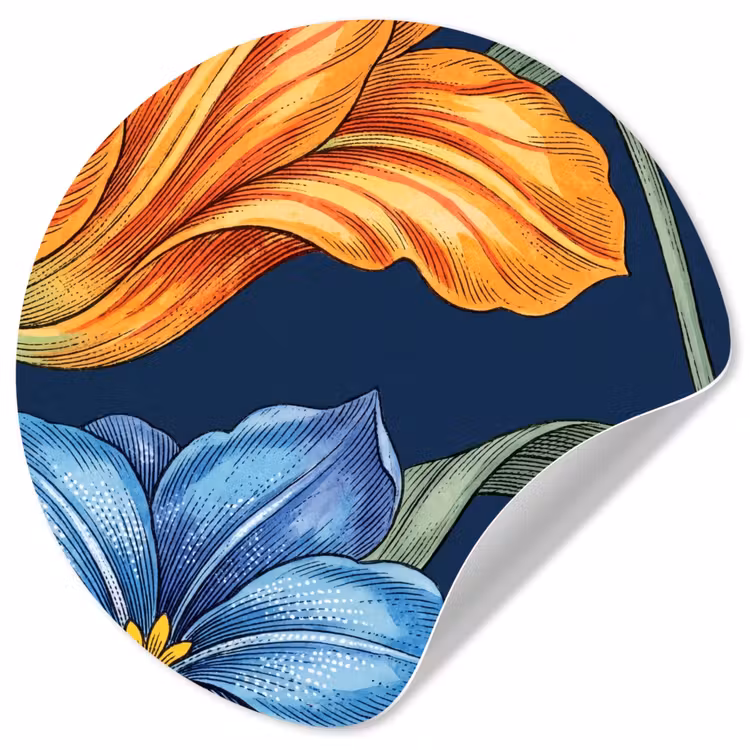 Wallpaper Circle - Flowers - Botanical - Pattern - Bloemen - Botanisch - Patroon Wandcirkel behangsticker klein