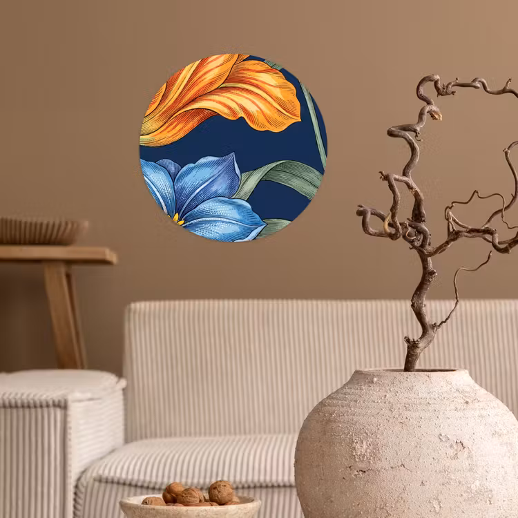 Wallpaper Circle - Flowers - Botanical - Pattern - Bloemen - Botanisch - Patroon Wandcirkel behangsticker klein