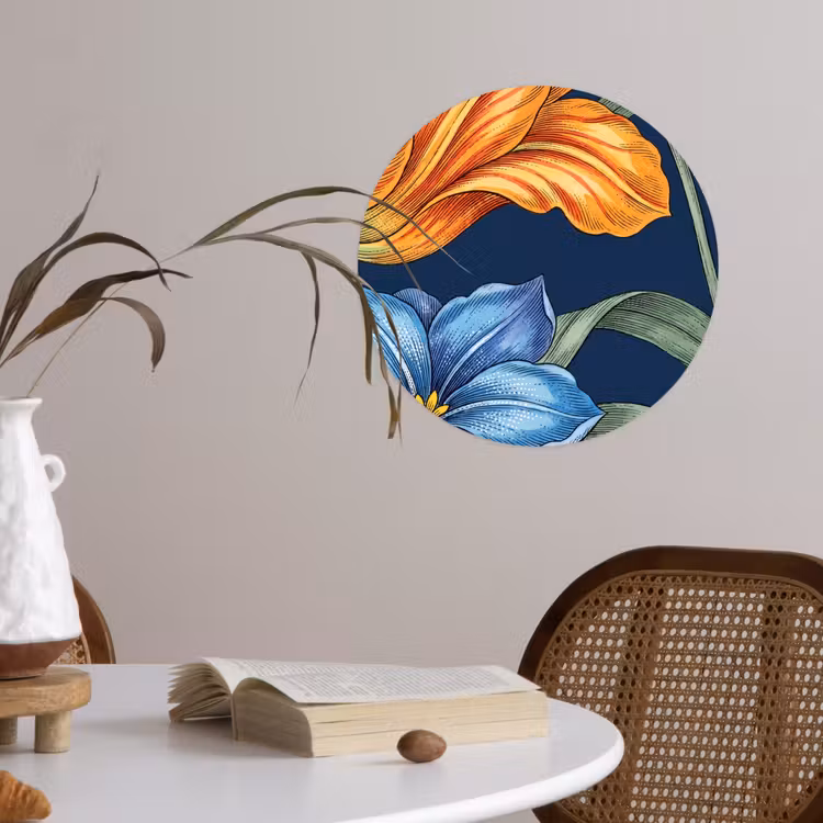 Wallpaper Circle - Flowers - Botanical - Pattern - Bloemen - Botanisch - Patroon Wandcirkel behangsticker klein