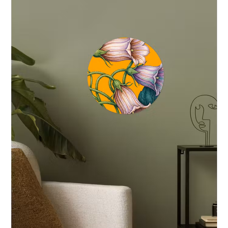 Wallpaper Circle - Flowers - Botanical - Yellow - Bloemen - Botanisch - Geel Wandcirkel behangsticker klein