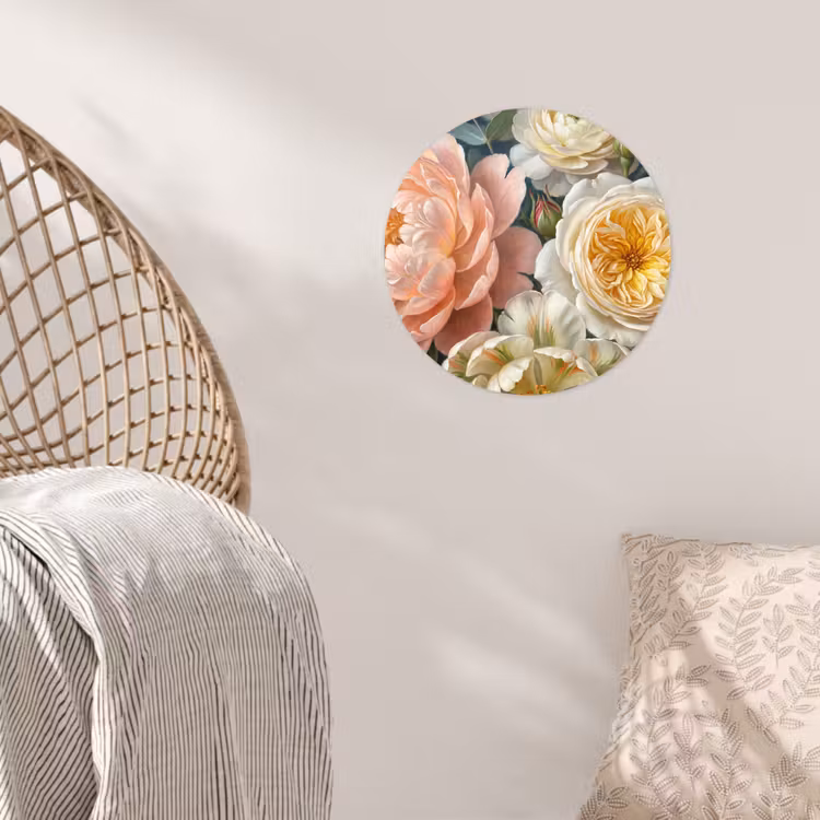 Bloemen - Boeket - Natuur - Klassiek - Kleurrijk Wandcirkel behangsticker klein -sfeer4