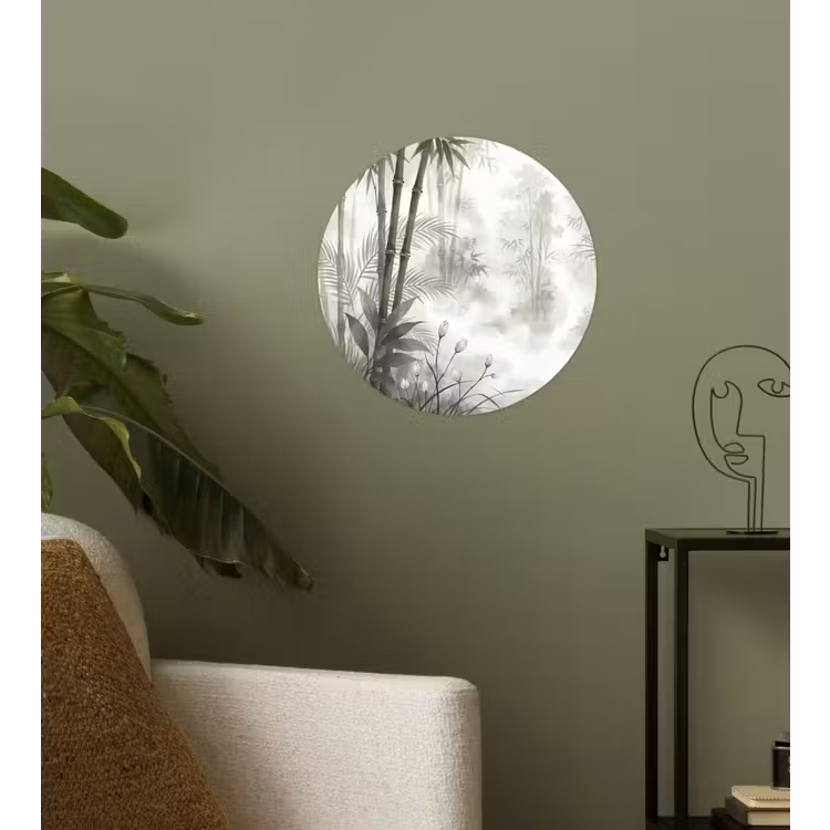 Bloemen - Knop - Tuin - Illustratie - Wit Wandcirkel behangsticker klein -sfeer2