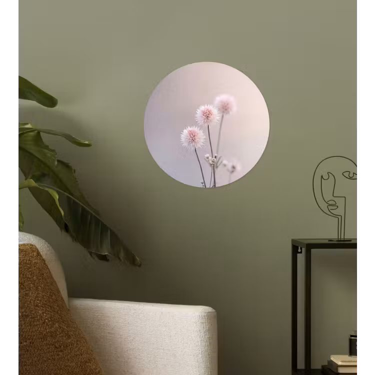 Bloemen - Bollen - Roze Wandcirkel behangsticker klein -sfeer2