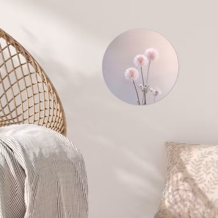 Bloemen - Bollen - Roze Wandcirkel behangsticker klein -sfeer4