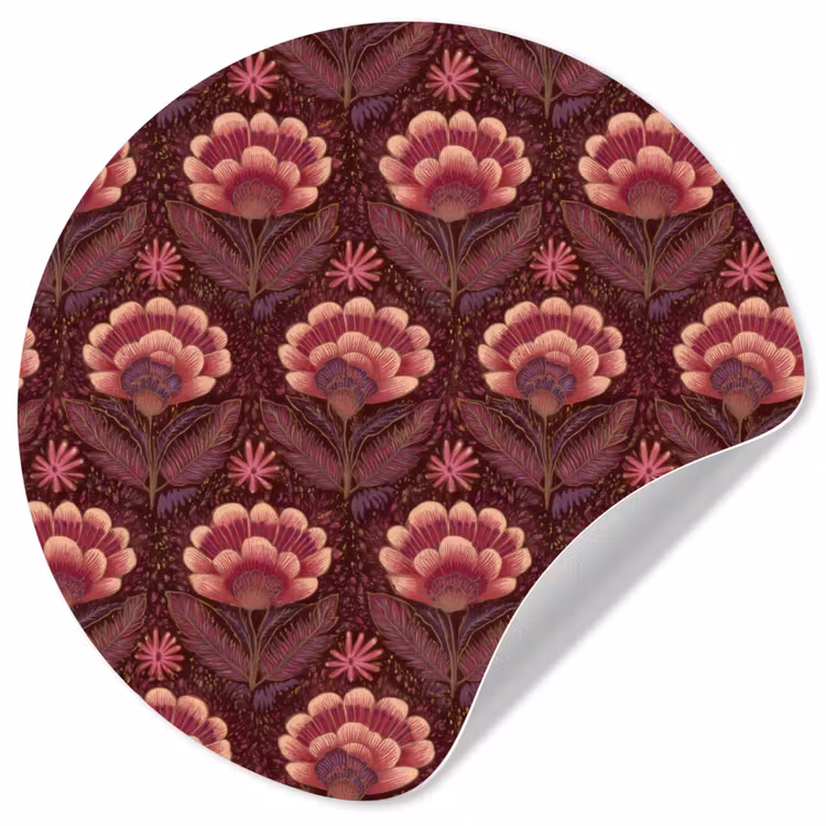 Bloemen - Waaier - Paars Wandcirkel behangsticker klein 186 -3d