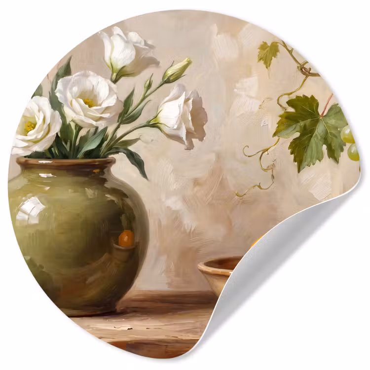 Wallpaper Circle - Flowers - Fruit - Still Life - Bloemen - Fruit - Stilleven Wandcirkel behangsticker klein
