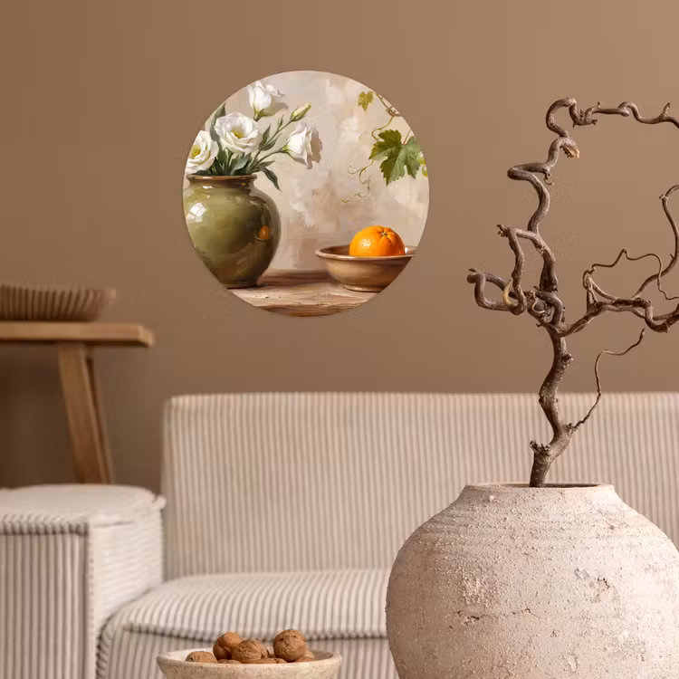 Wallpaper Circle - Flowers - Fruit - Still Life - Bloemen - Fruit - Stilleven Wandcirkel behangsticker klein