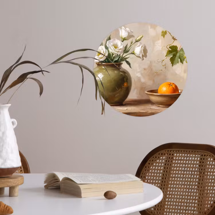 Wallpaper Circle - Flowers - Fruit - Still Life - Bloemen - Fruit - Stilleven Wandcirkel behangsticker klein