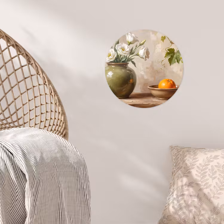 Wallpaper Circle - Flowers - Fruit - Still Life - Bloemen - Fruit - Stilleven Wandcirkel behangsticker klein