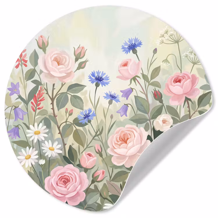 Bloemen - Tuin - Natuur - Kleurrijk Wandcirkel behangsticker klein -3d