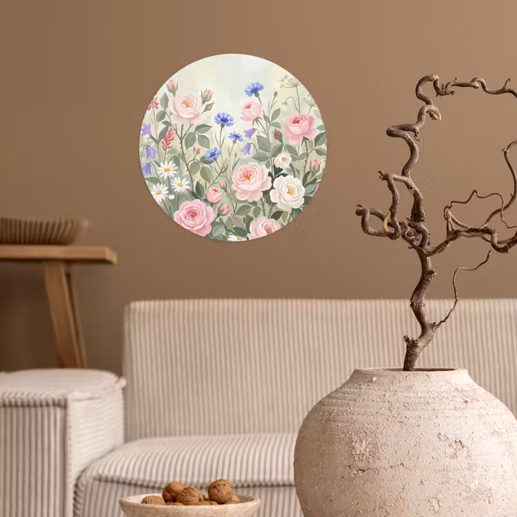 Bloemen - Tuin - Natuur - Kleurrijk Wandcirkel behangsticker klein -sfeer1