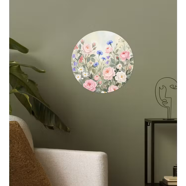 Bloemen - Tuin - Natuur - Kleurrijk Wandcirkel behangsticker klein -sfeer2