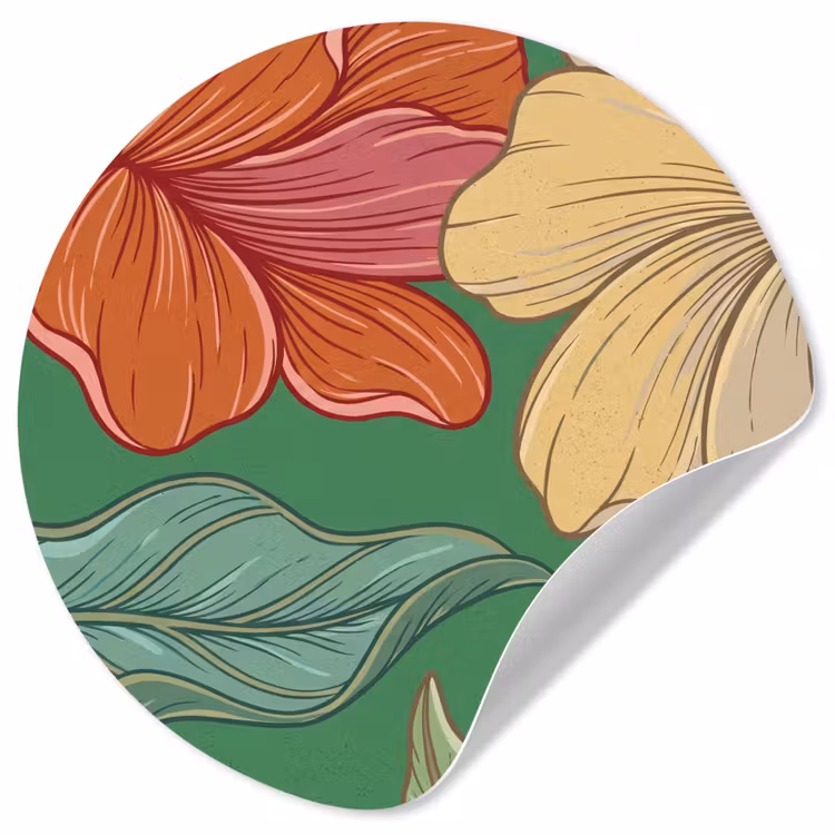 Wallpaper Circle - Flowers - Greenery - Illustration - Bloemen - Groen - Illustratie Wandcirkel behangsticker klein