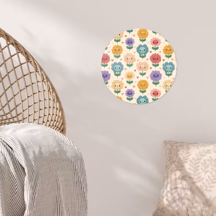 Bloemen - Hartjes - Kleurrijk Wandcirkel behangsticker klein 186 -sfeer4