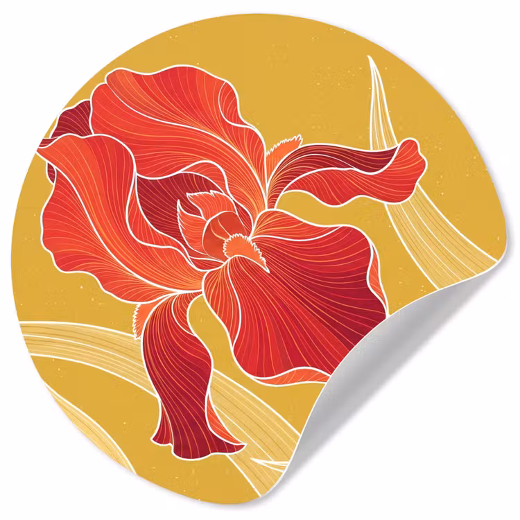 Wallpaper Circle - Flowers - Illustration - Red - Bloemen - Illustratie - Rood Wandcirkel behangsticker klein
