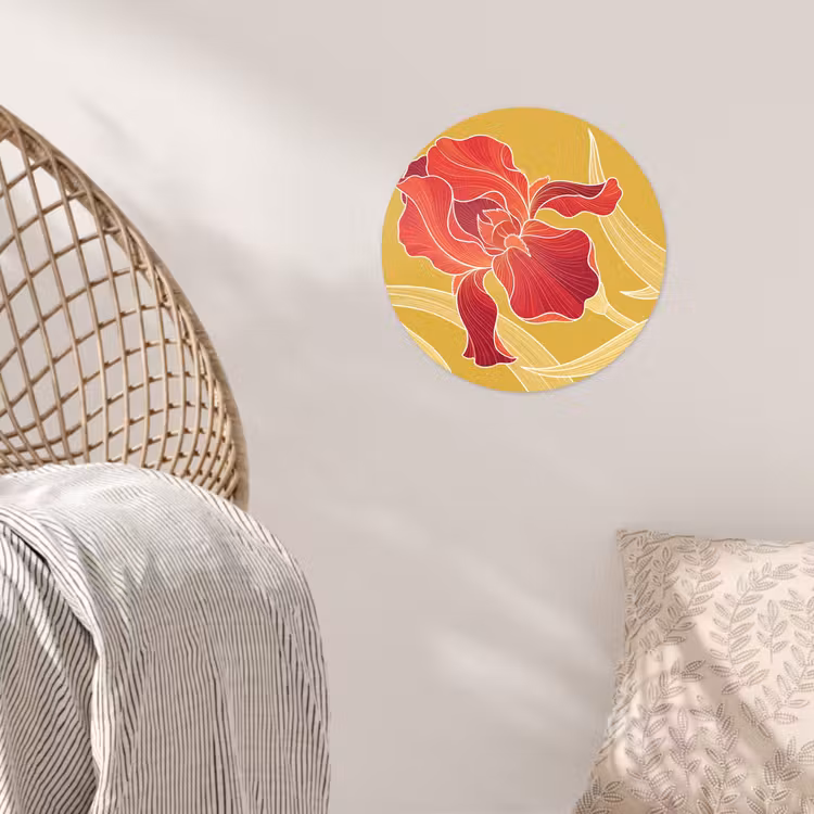 Wallpaper Circle - Flowers - Illustration - Red - Bloemen - Illustratie - Rood Wandcirkel behangsticker klein
