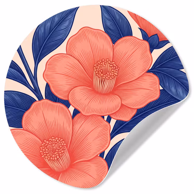 Wallpaper Circle - Flowers - Leaves - Botanical - Bloemen - Bladeren - Botanisch Wandcirkel behangsticker klein