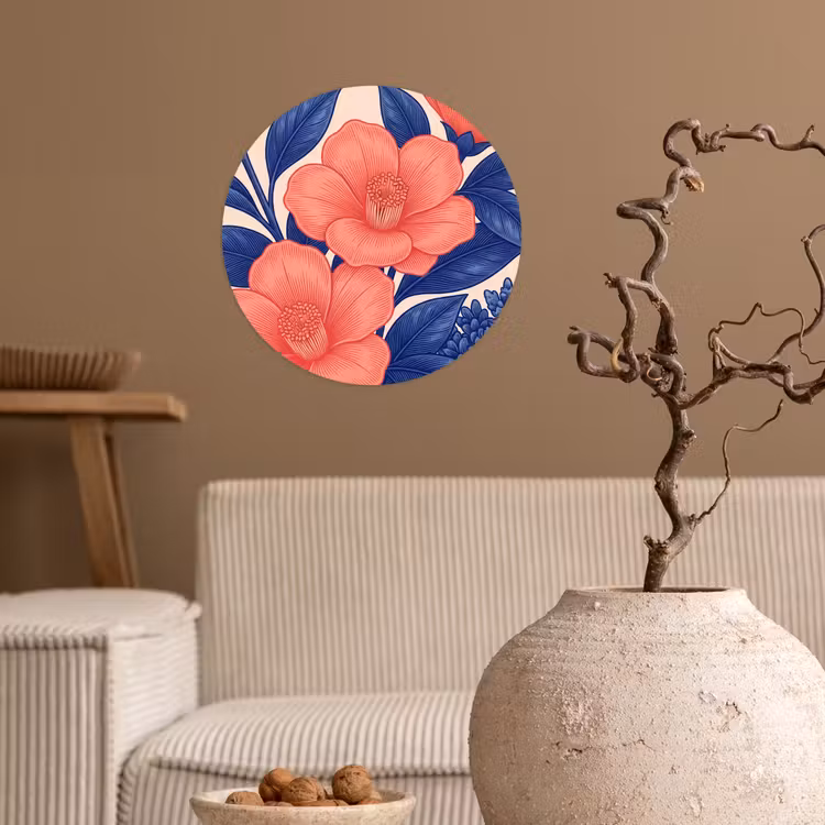 Wallpaper Circle - Flowers - Leaves - Botanical - Bloemen - Bladeren - Botanisch Wandcirkel behangsticker klein