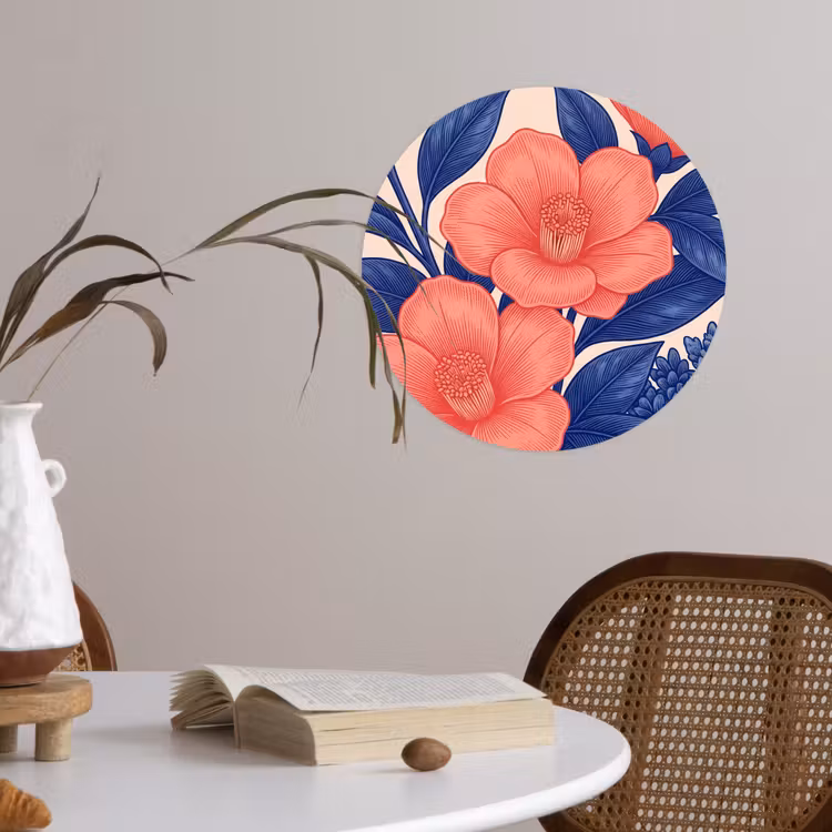 Wallpaper Circle - Flowers - Leaves - Botanical - Bloemen - Bladeren - Botanisch Wandcirkel behangsticker klein