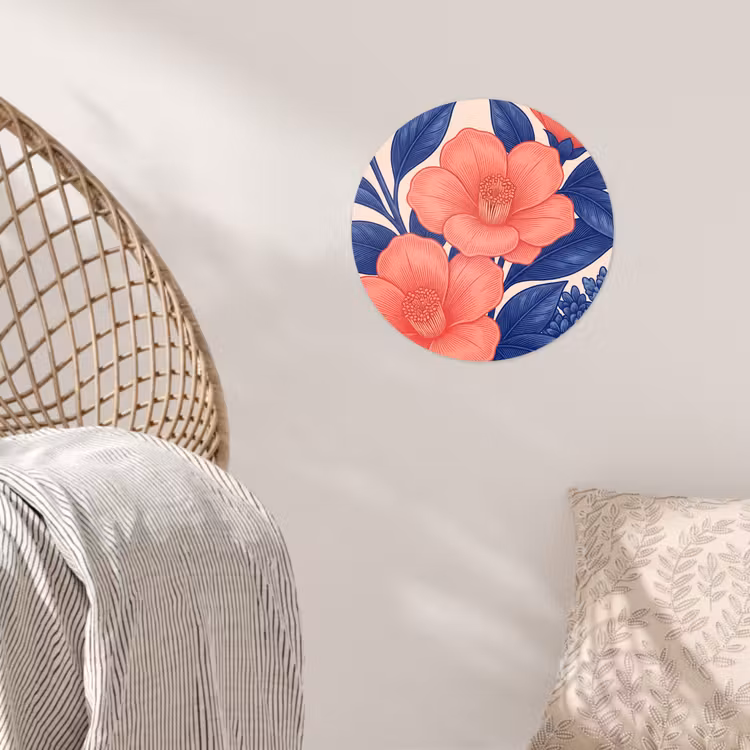 Wallpaper Circle - Flowers - Leaves - Botanical - Bloemen - Bladeren - Botanisch Wandcirkel behangsticker klein