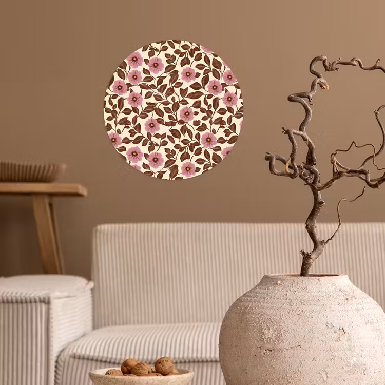Bloemen - Bladeren - Kleurrijk Wandcirkel behangsticker klein 186 -sfeer1
