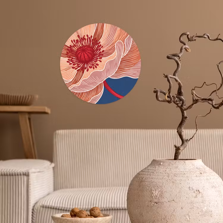 Wallpaper Circle - Flowers - Modern - Abstract - Bloemen - Modern - Abstract Wandcirkel behangsticker klein