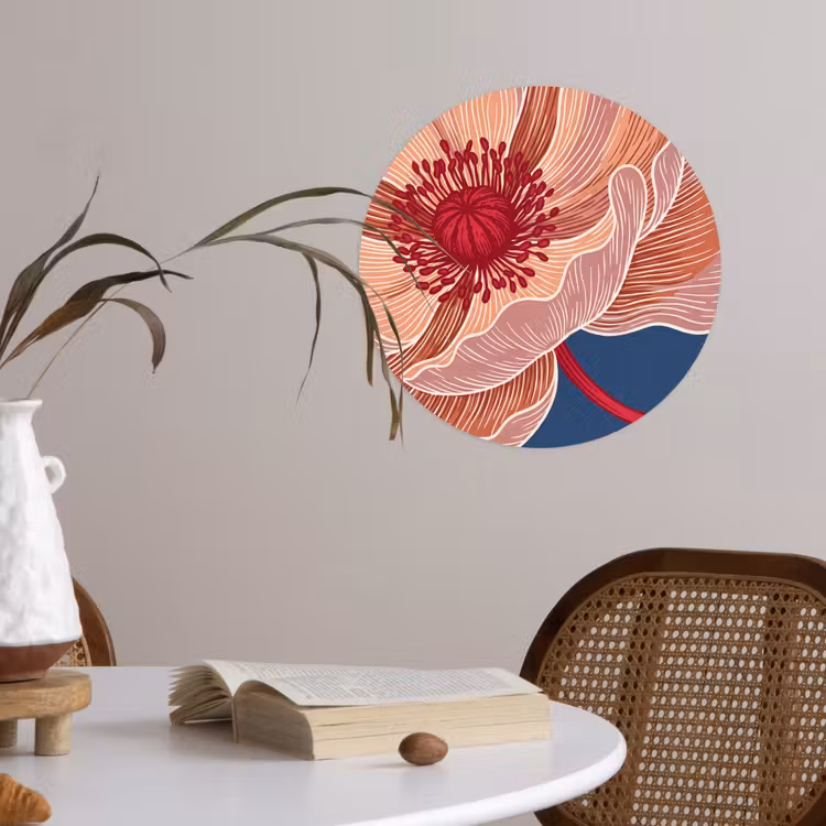 Wallpaper Circle - Flowers - Modern - Abstract - Bloemen - Modern - Abstract Wandcirkel behangsticker klein