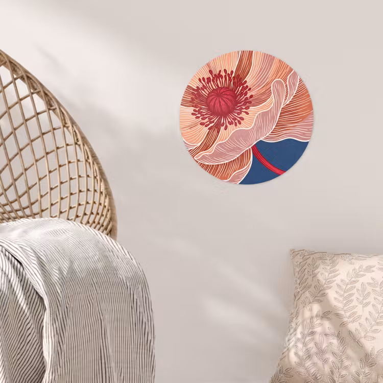 Wallpaper Circle - Flowers - Modern - Abstract - Bloemen - Modern - Abstract Wandcirkel behangsticker klein