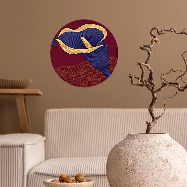 Wallpaper Circle - Flowers - Modern - Purple - Bloemen - Modern - Paars Wandcirkel behangsticker klein