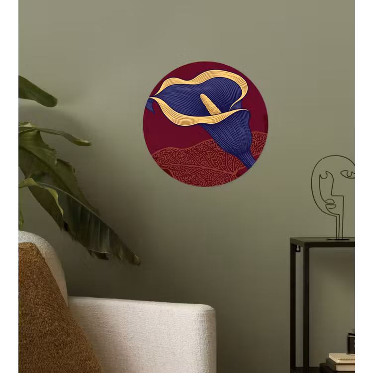 Wallpaper Circle - Flowers - Modern - Purple - Bloemen - Modern - Paars Wandcirkel behangsticker klein