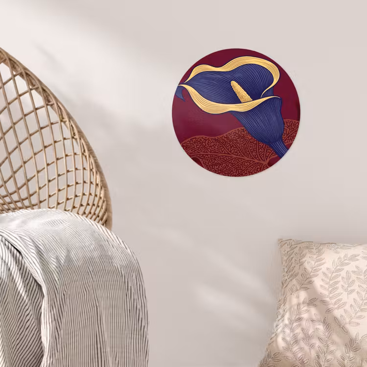 Wallpaper Circle - Flowers - Modern - Purple - Bloemen - Modern - Paars Wandcirkel behangsticker klein