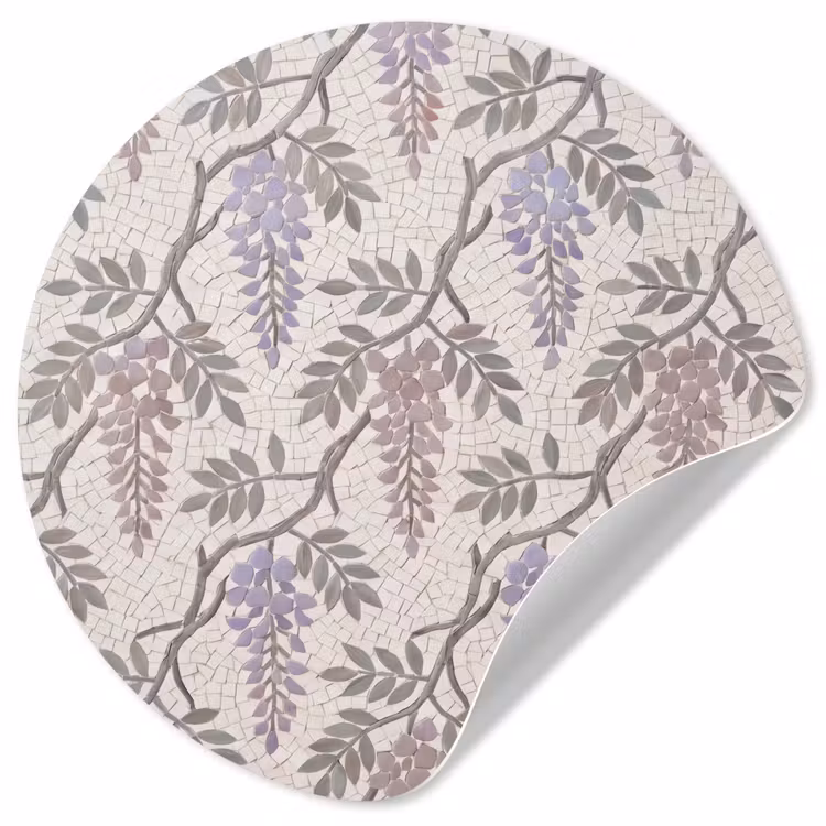 Bloemen - Mozaïek - Natuur - Patroon - Paars Wandcirkel behangsticker klein -3d