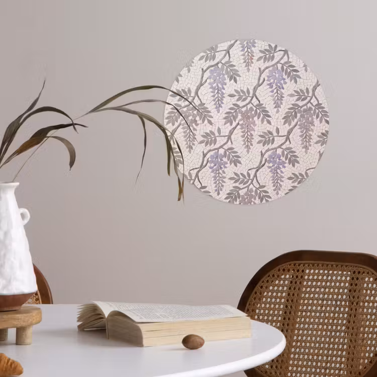 Bloemen - Mozaïek - Natuur - Patroon - Paars Wandcirkel behangsticker klein -sfeer3