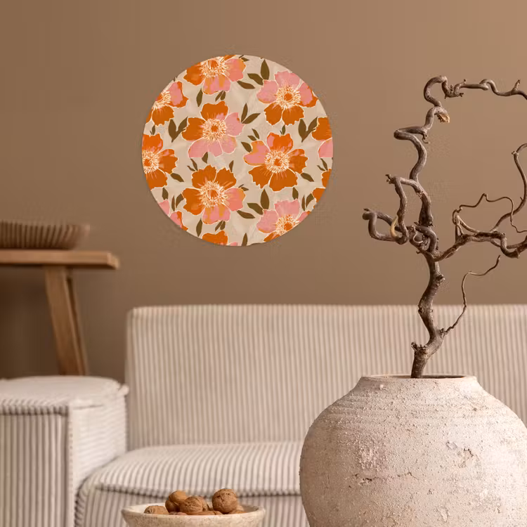 Bloemen - Motief - Retro Wandcirkel behangsticker klein 186 -sfeer1