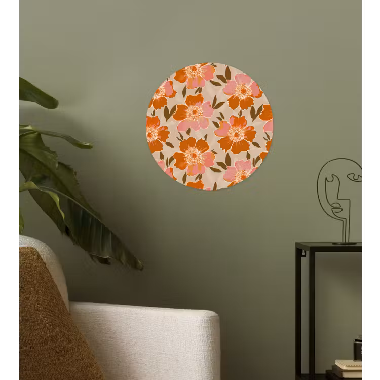 Bloemen - Motief - Retro Wandcirkel behangsticker klein 186 -sfeer2