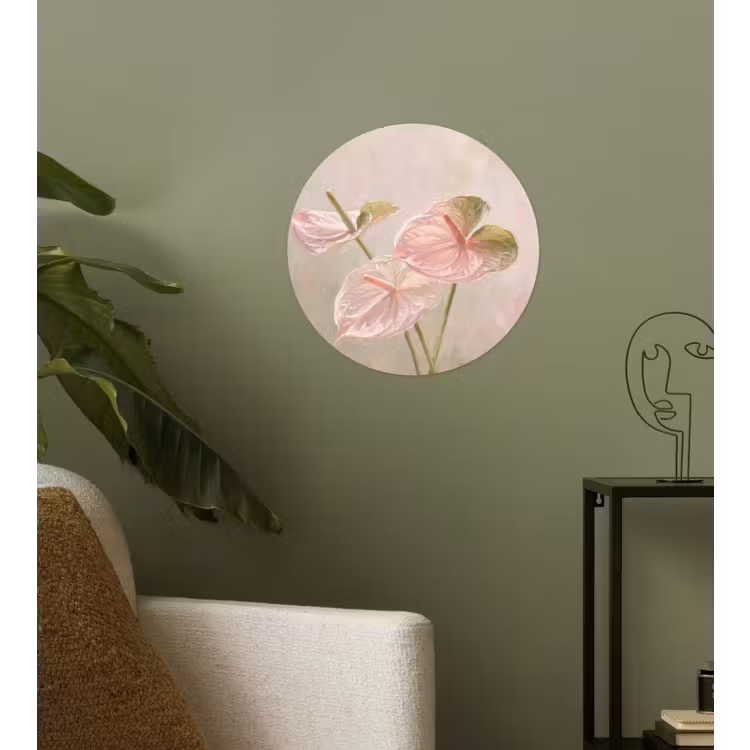 Bloemen - Pastel - Abstract - Natuur - Groen Wandcirkel behangsticker klein -sfeer2