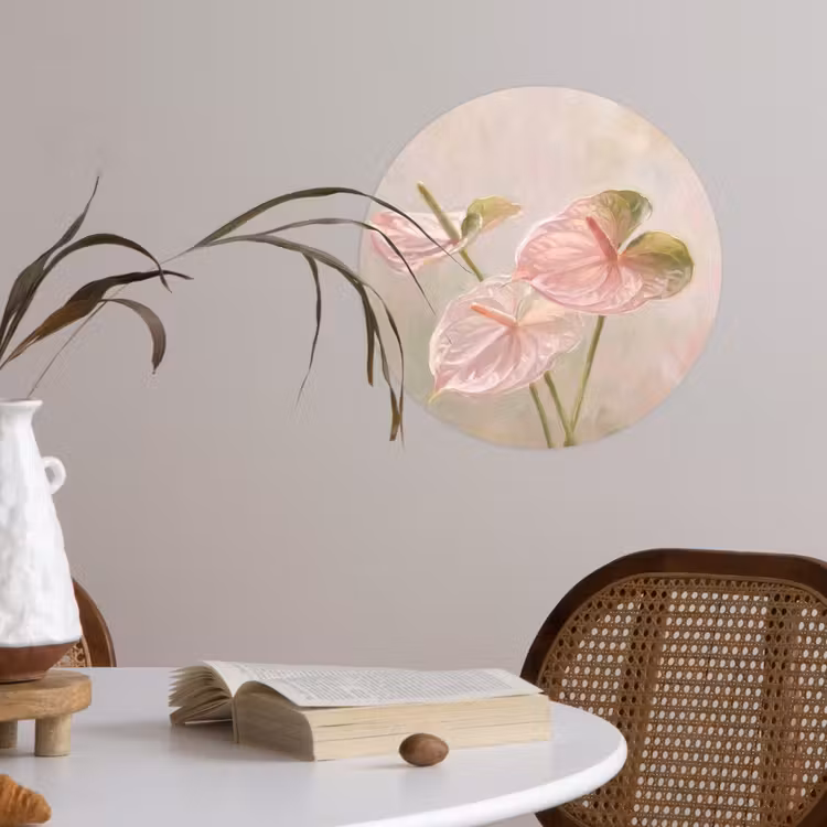 Bloemen - Pastel - Abstract - Natuur - Groen Wandcirkel behangsticker klein -sfeer3